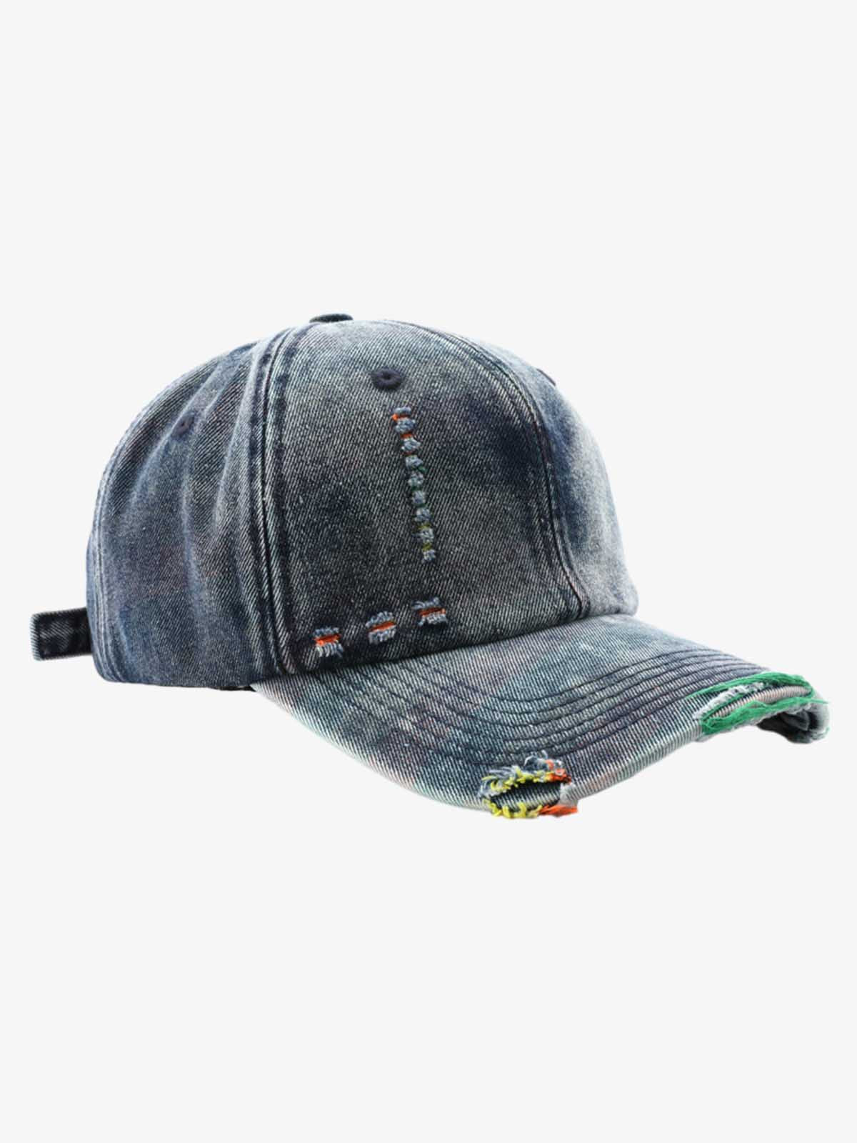 Omygoods Vintage Washed Distressed Denim Baseball Cap