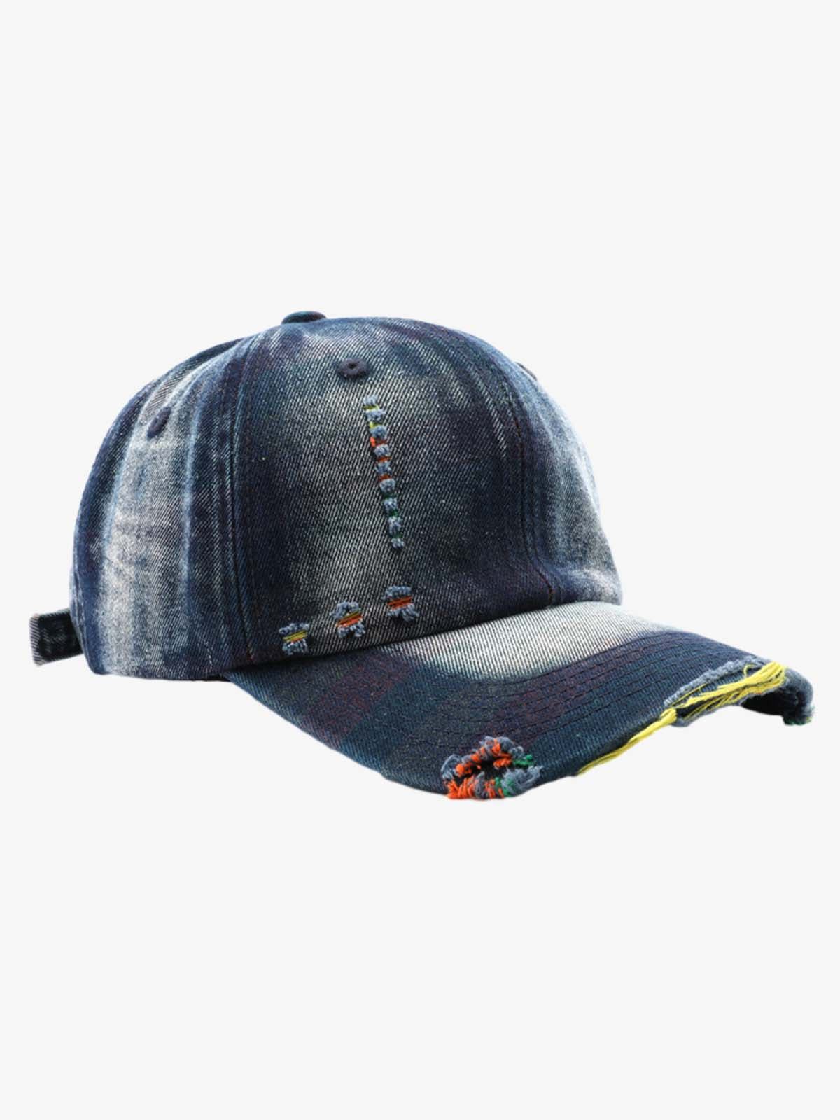 Omygoods Vintage Washed Distressed Denim Baseball Cap