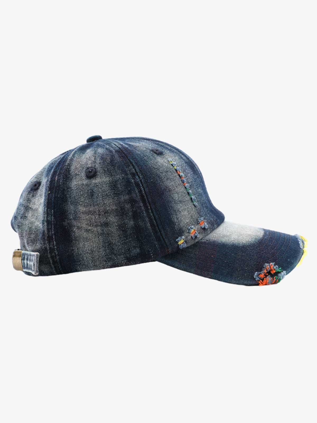 Omygoods Vintage Washed Distressed Denim Baseball Cap