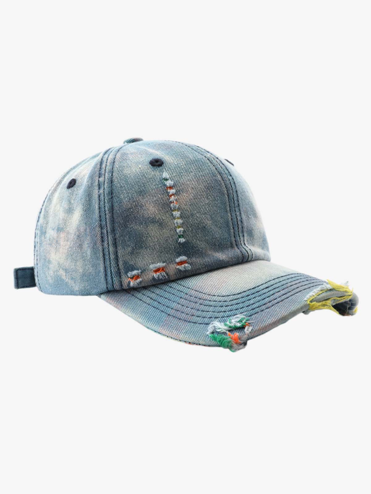 Omygoods Vintage Washed Distressed Denim Baseball Cap