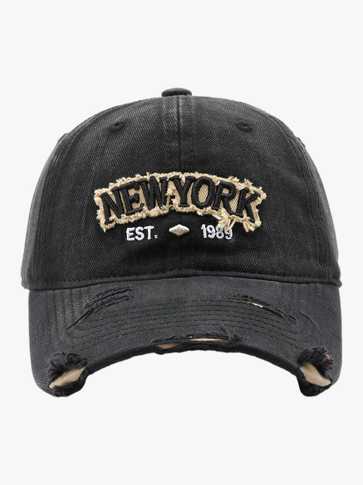 Omygoods Vintage Washed Distressed Letter Embroidery Baseball Cap