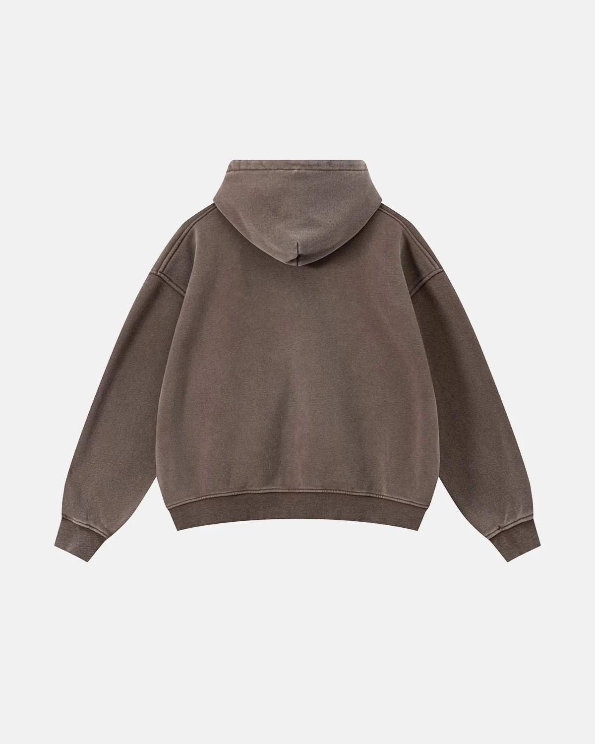 Omygoods Vintage Washed Fleece Boxy Zip Hoodie