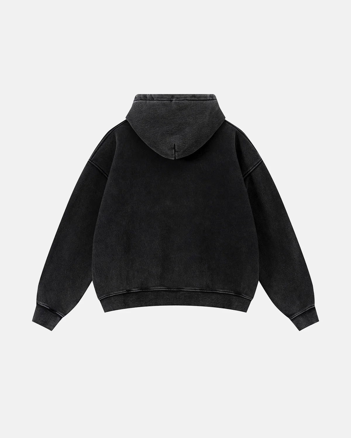 Omygoods Vintage Washed Fleece Boxy Zip Hoodie