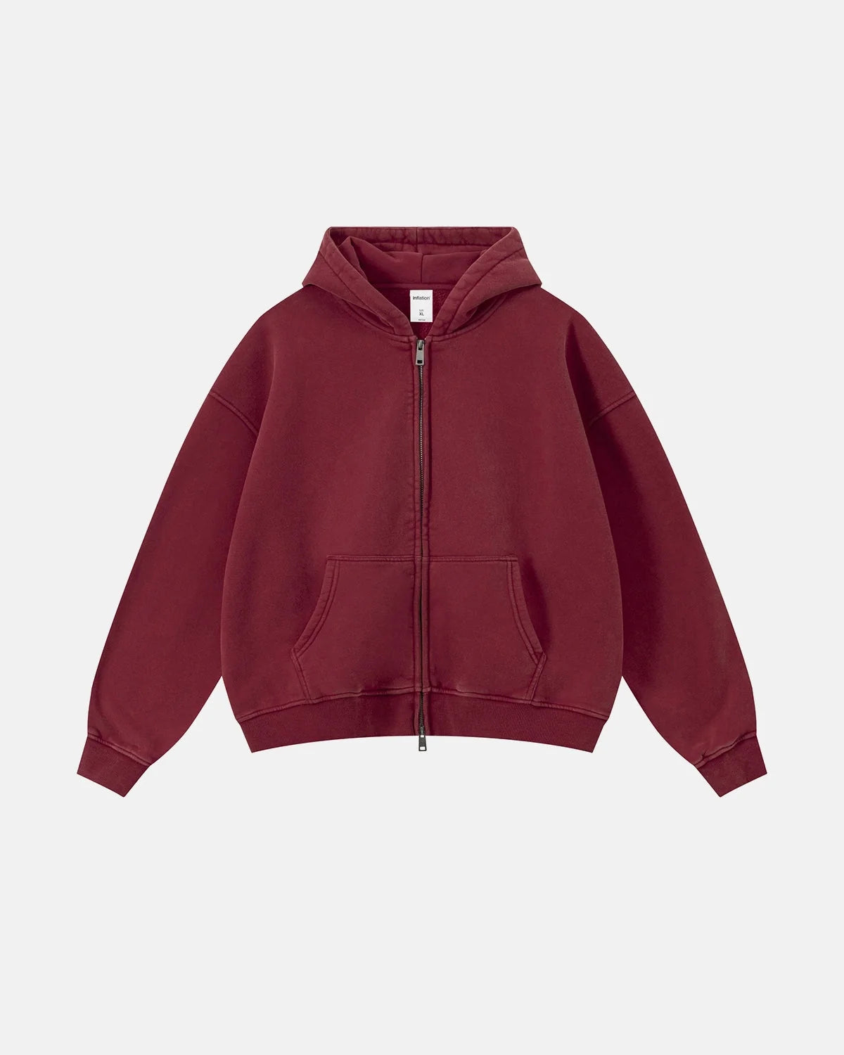 Omygoods Vintage Washed Fleece Boxy Zip Hoodie
