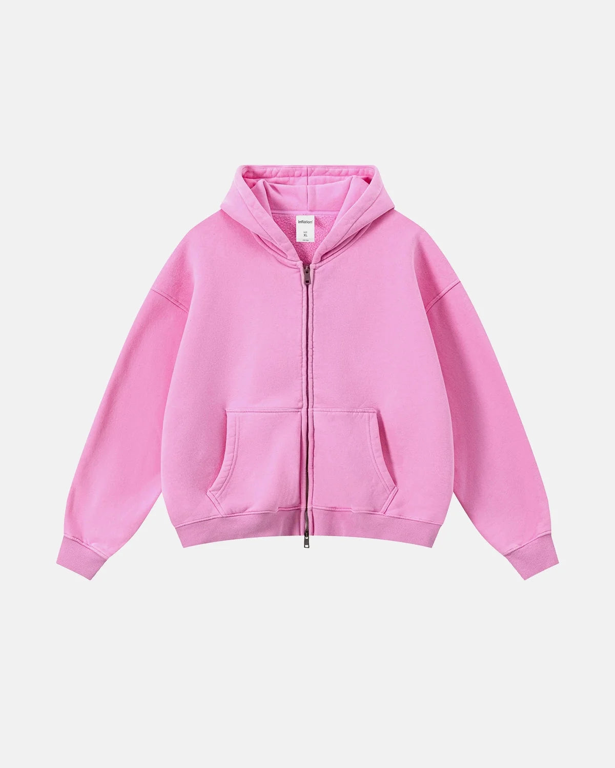 Omygoods Vintage Washed Fleece Boxy Zip Hoodie