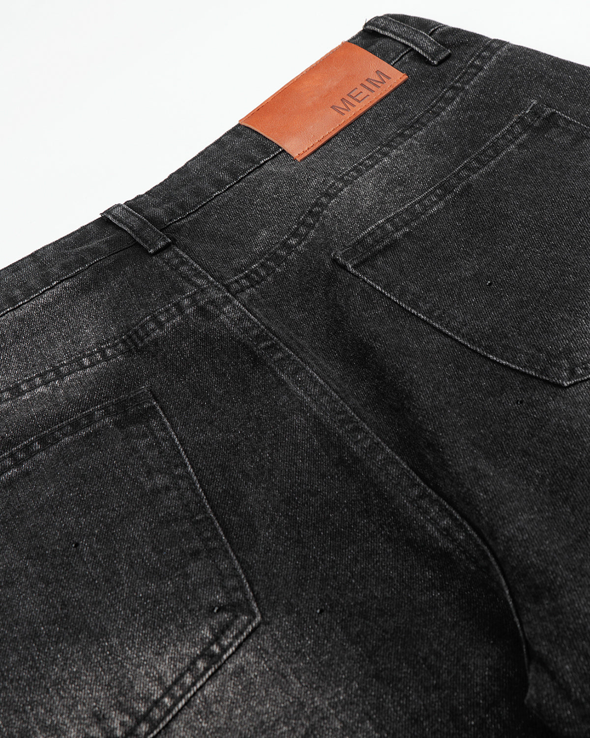 Omygoods Vintage Washed Rhinestone Barrel Jeans