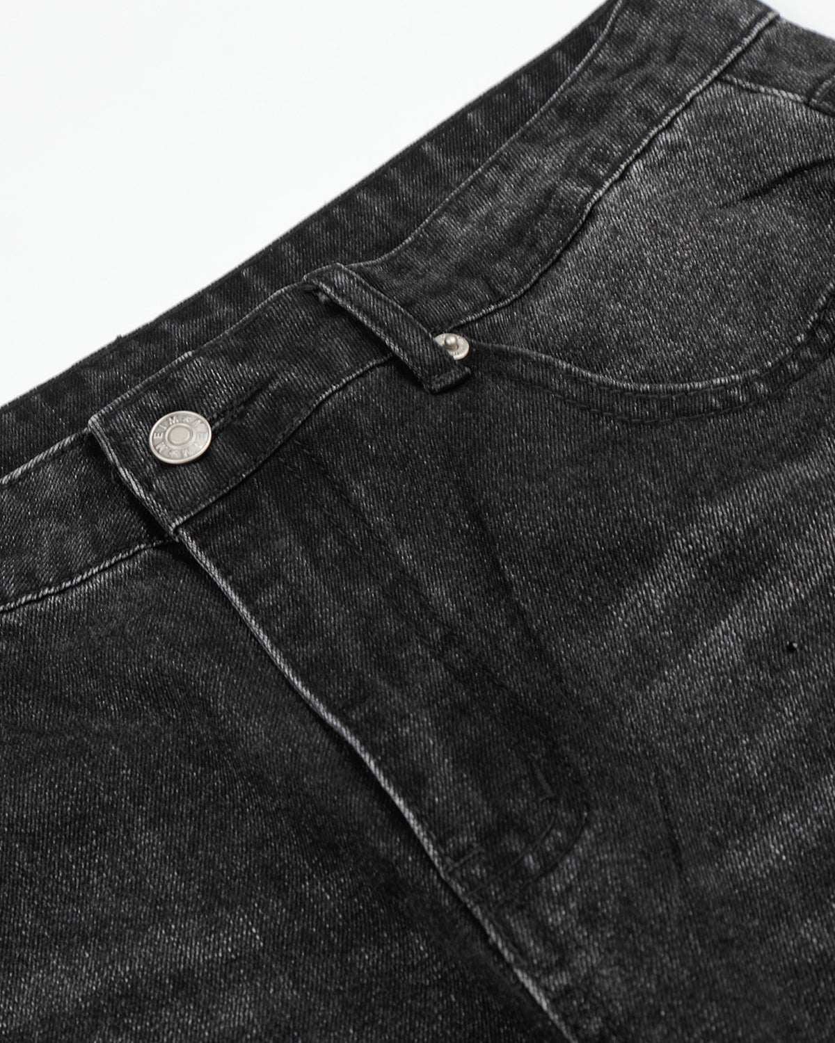 Omygoods Vintage Washed Rhinestone Barrel Jeans