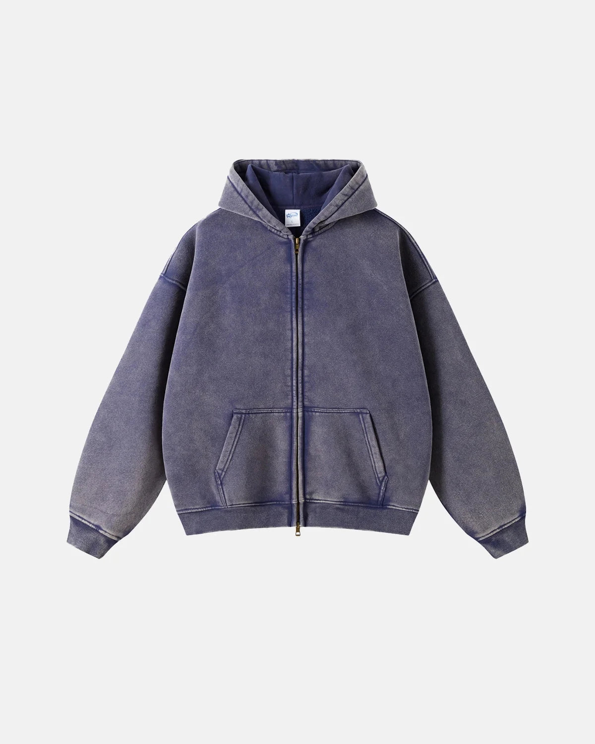 Omygoods Vintage Washed Zip Up Hoodie