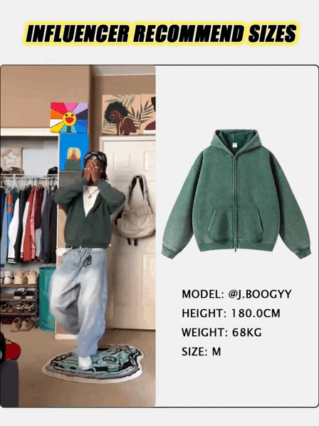 Omygoods Vintage Washed Zip Up Hoodie