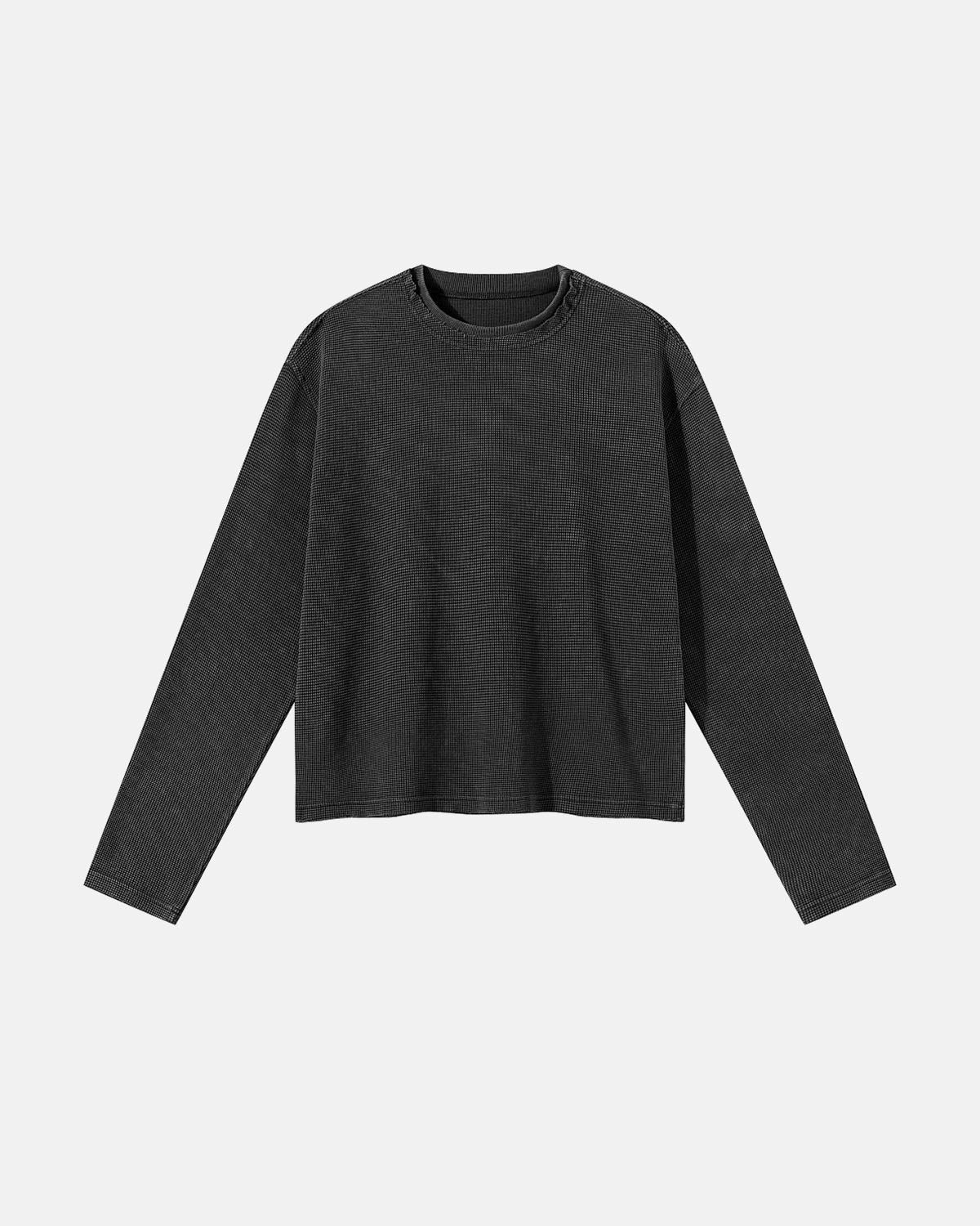 Omygoods Waffle Boxy Long Sleeve T-Shirt