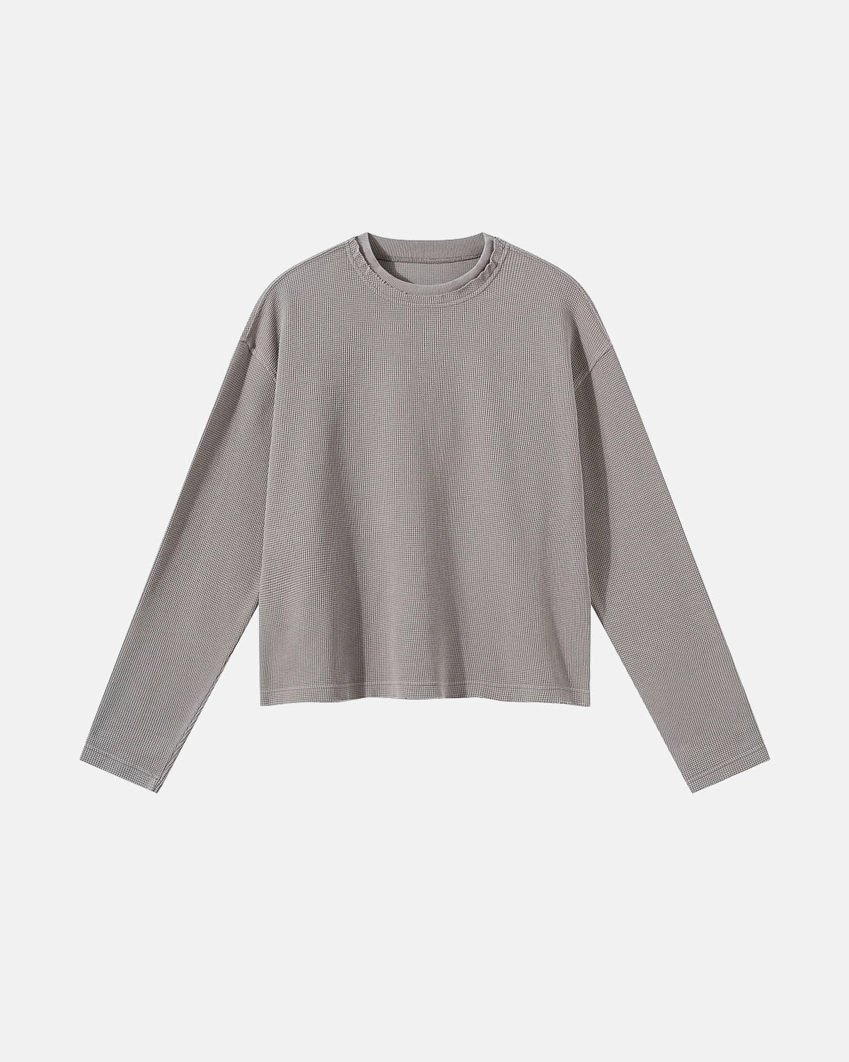 Omygoods Waffle Boxy Long Sleeve T-Shirt