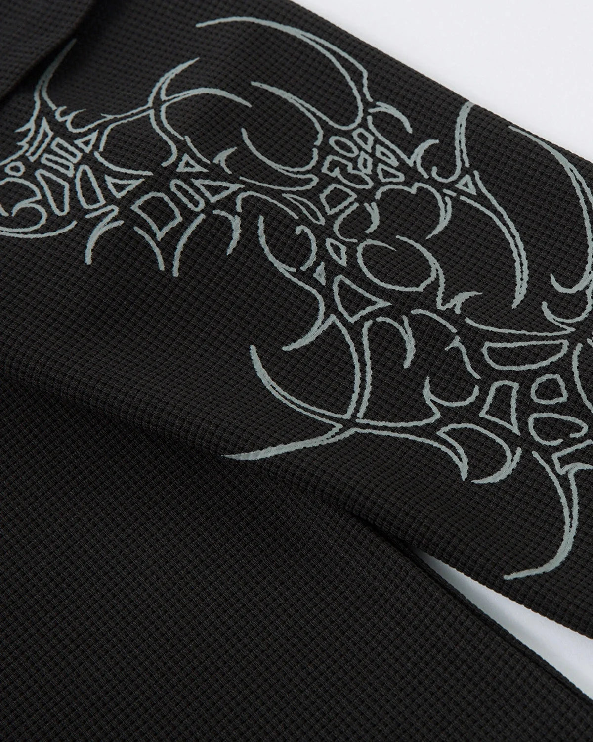 Omygoods Waffle Gothic Graphic Layered Polo Shirt