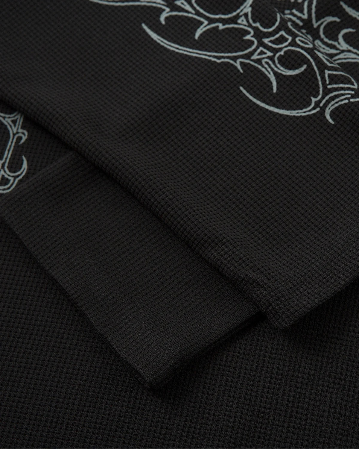 Omygoods Waffle Gothic Graphic Layered Polo Shirt