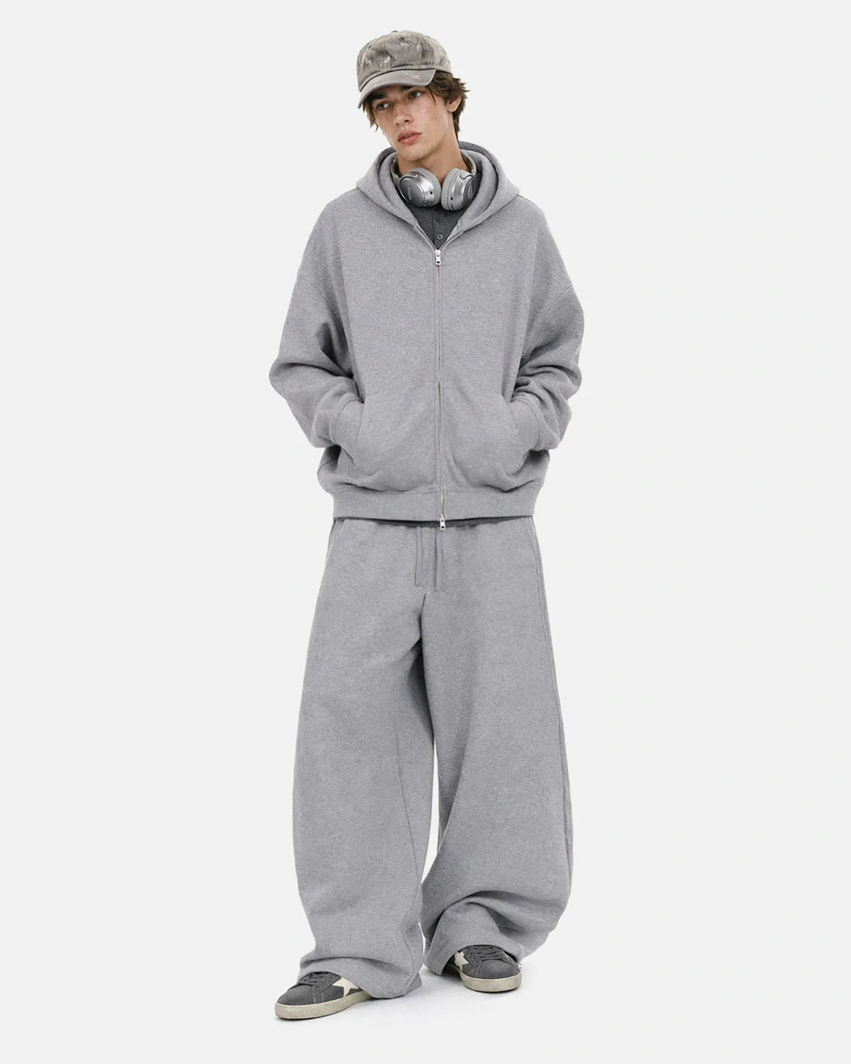 Omygoods Waffle Knit Barrel Sweatpants