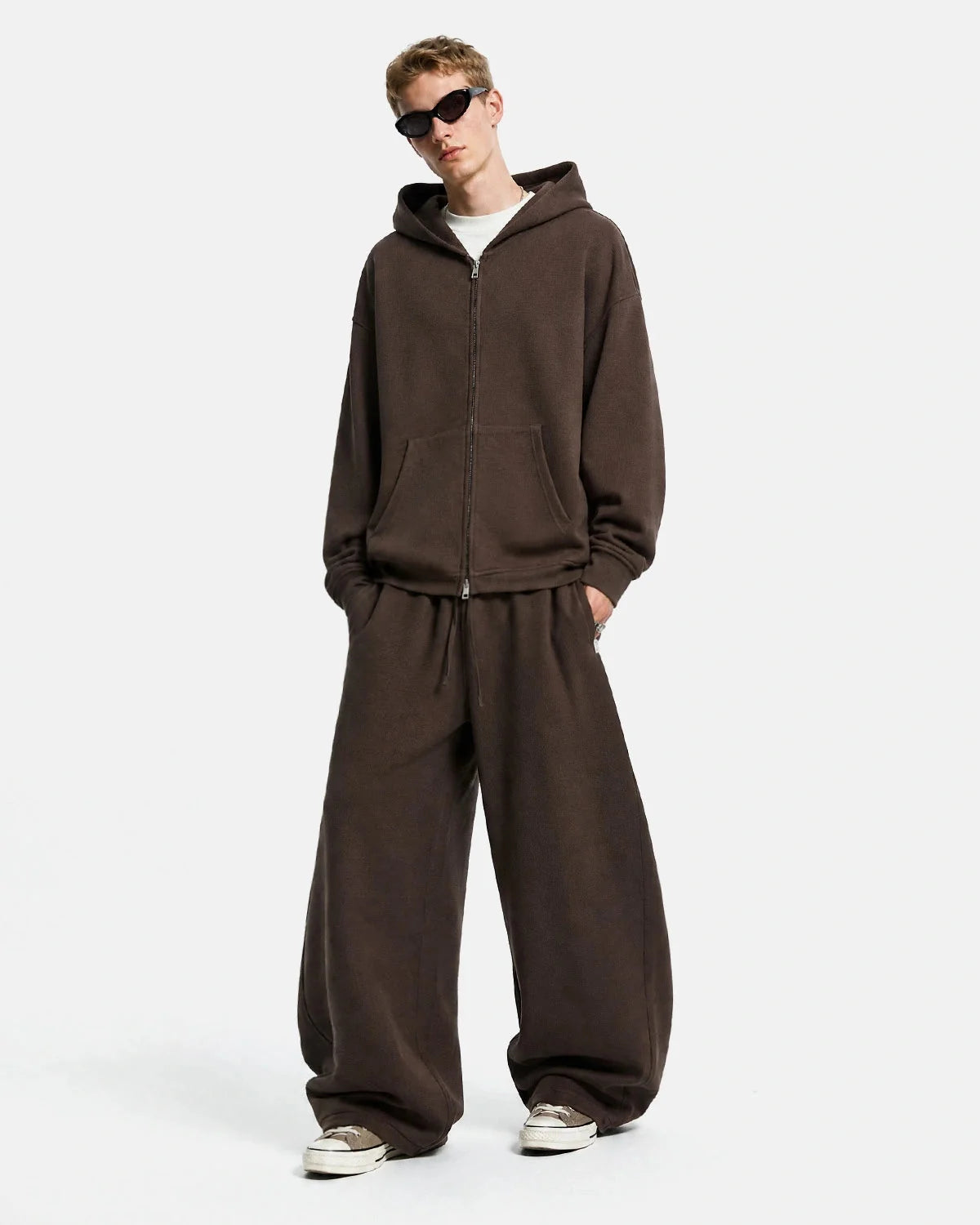 Omygoods Waffle Knit Barrel Sweatpants