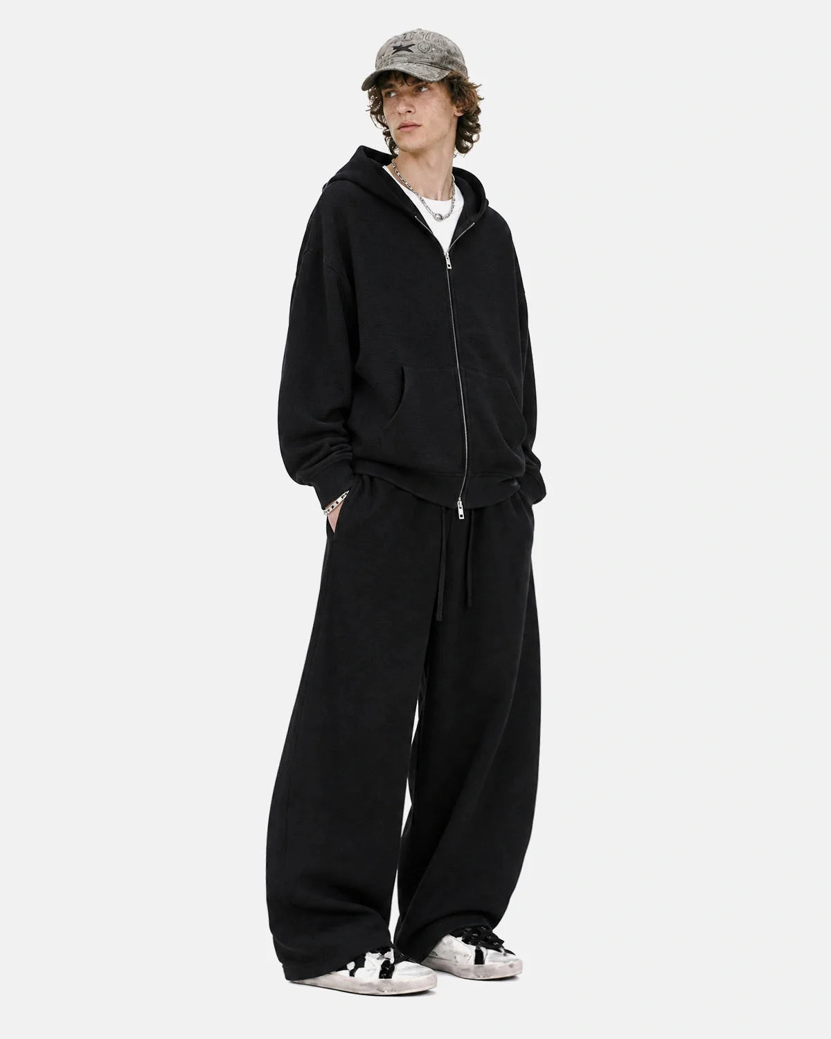 Omygoods Waffle Knit Barrel Sweatpants