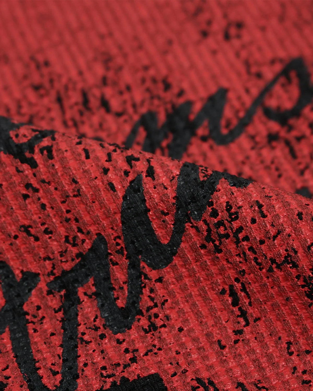 Omygoods Distressed Graphic Waffle Long Sleeve T-Shirt