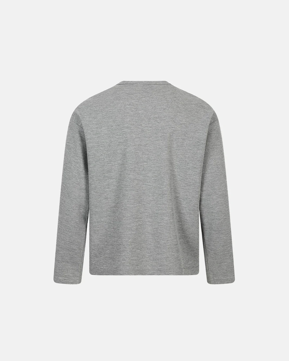 Omygoods Waffle Cross Henley Long Sleeve T-Shirt