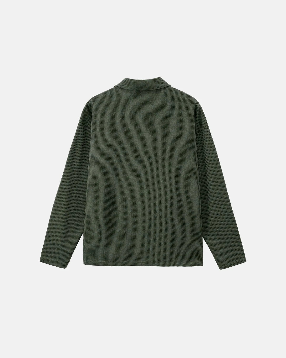 Omygoods Waffle Long Sleeve Polo Shirt