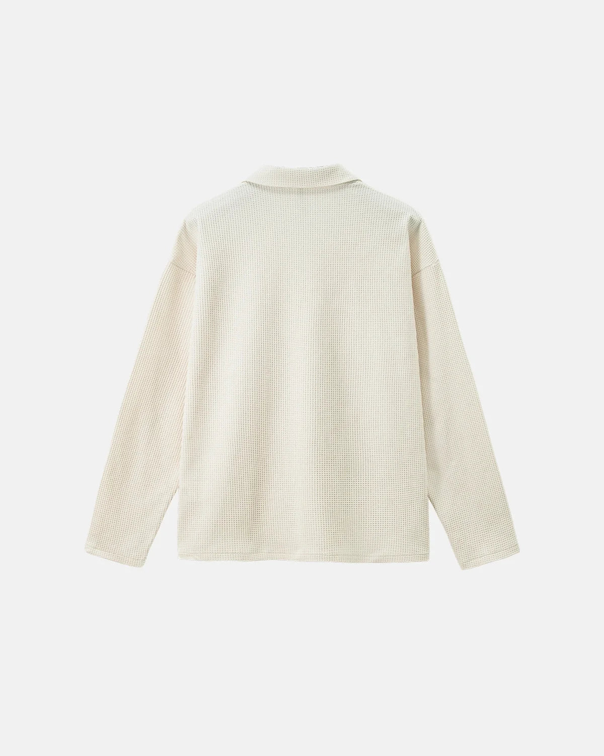 Omygoods Waffle Long Sleeve Polo Shirt