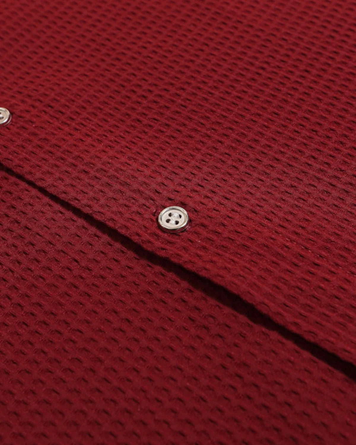 Omygoods Waffle Shirt With Metal Clasp Detail
