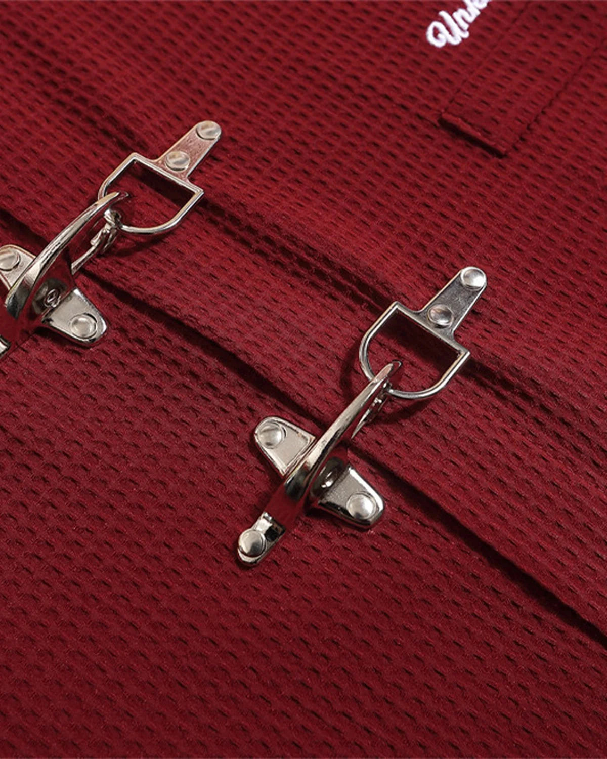 Omygoods Waffle Shirt With Metal Clasp Detail