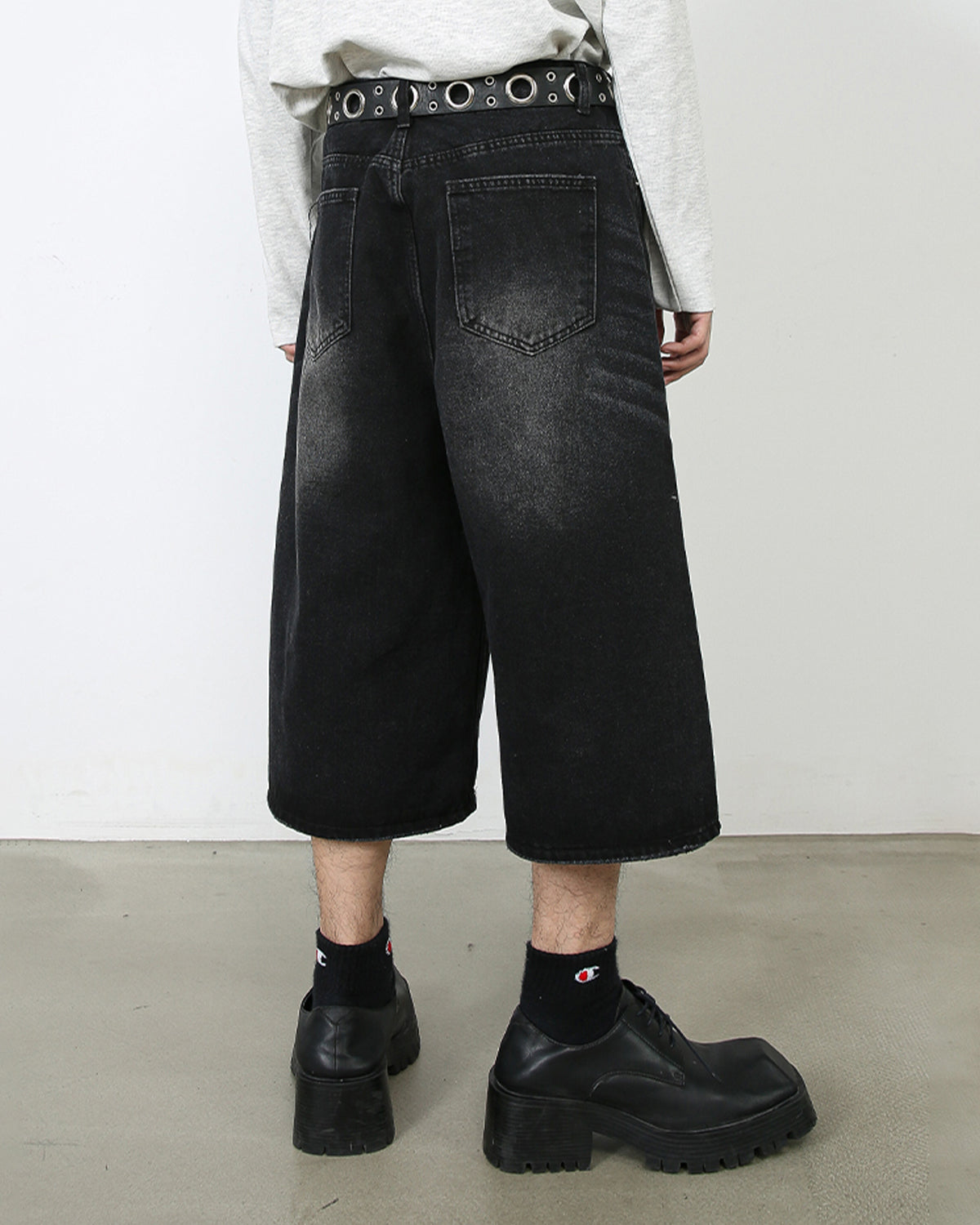 Omygoods Washed Baggy Denim Jorts