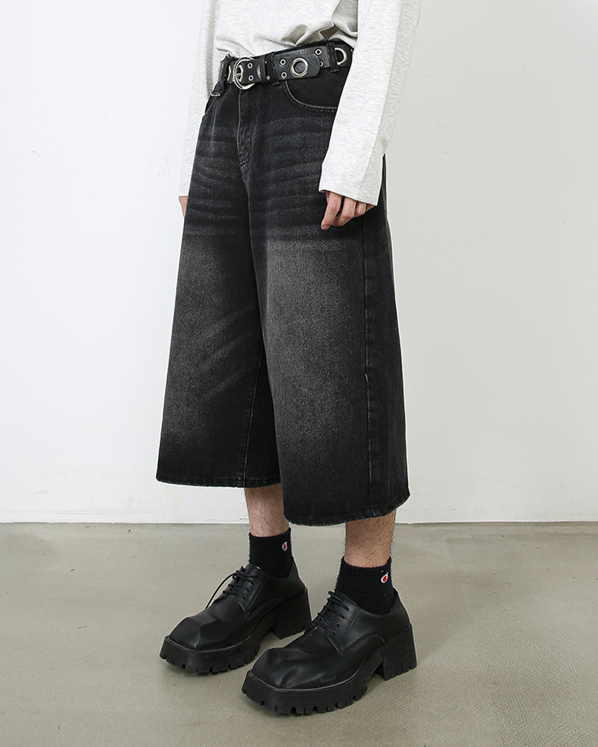 Omygoods Washed Baggy Denim Jorts