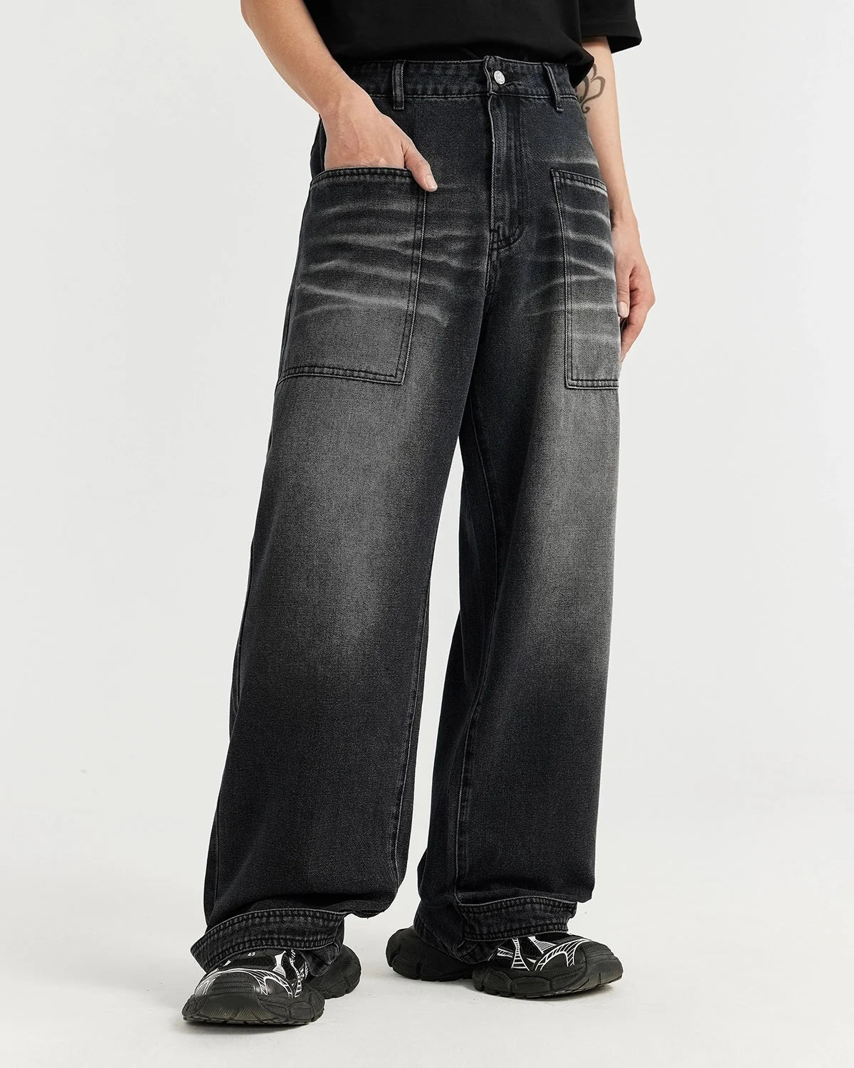Omygoods Washed Baggy Jeans