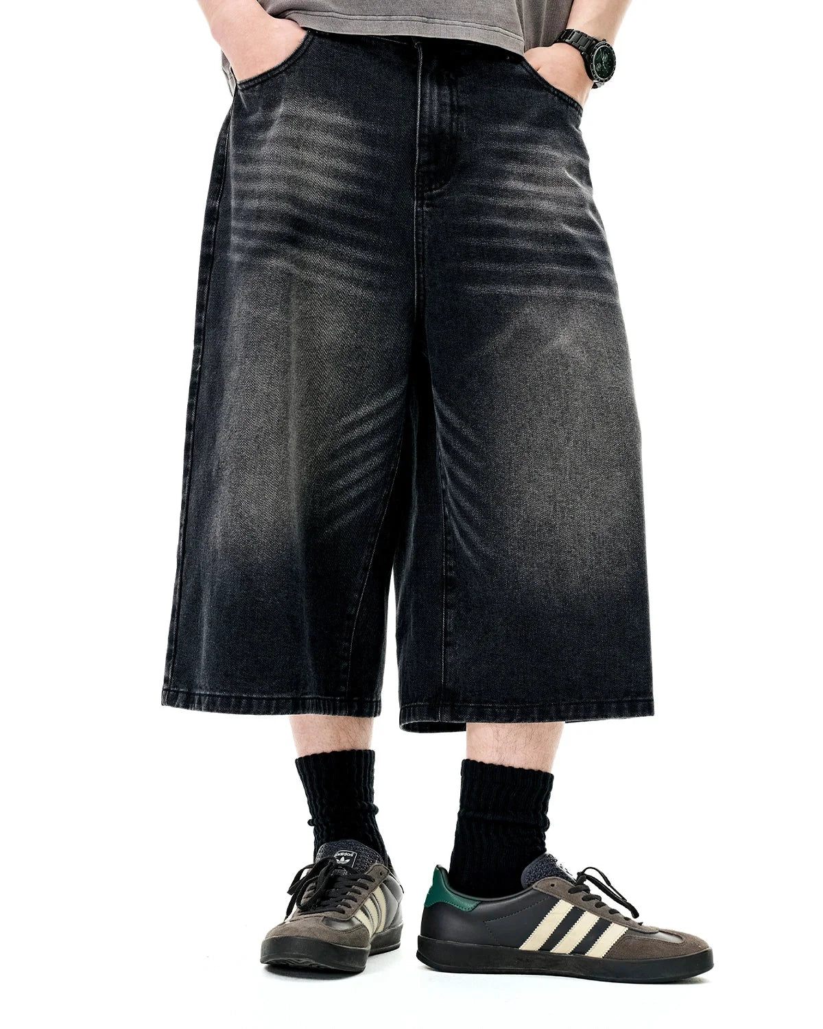 Omygoods Washed Baggy Longline Jorts