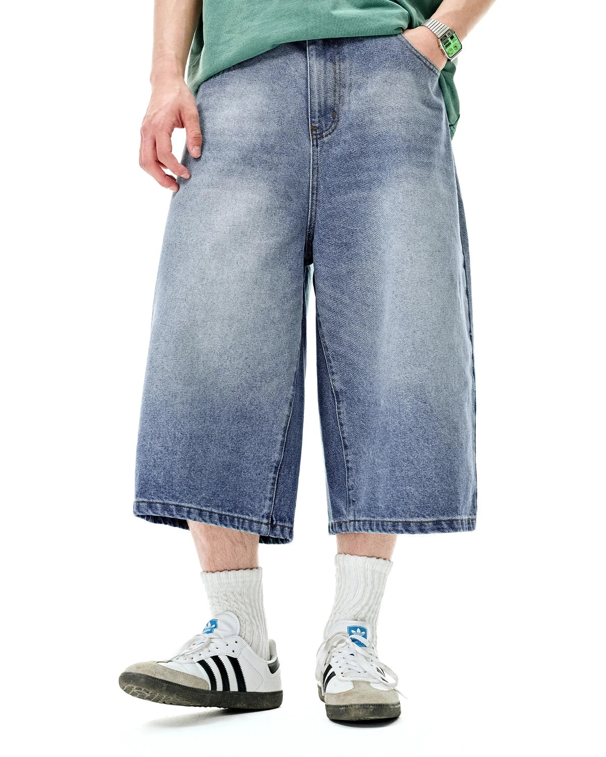 Omygoods Washed Baggy Longline Jorts