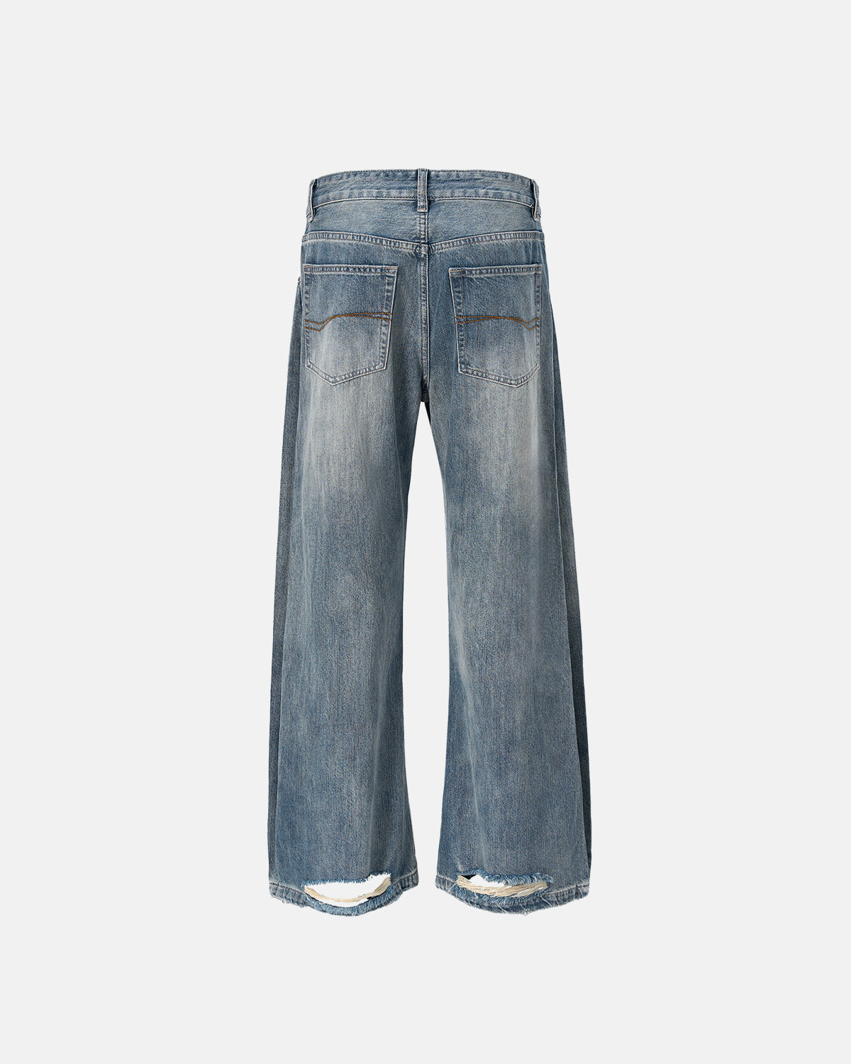 Omygoods Washed Bamboo Weave Baggy Bootcut Jeans