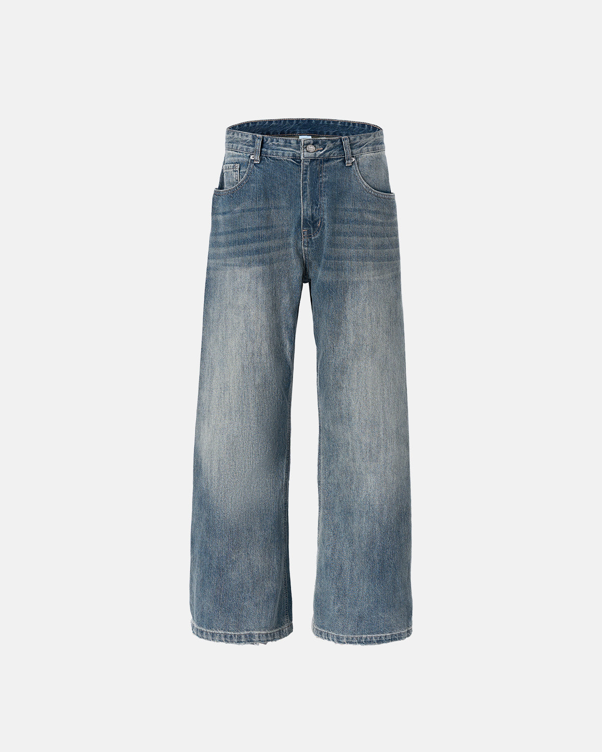 Omygoods Washed Bamboo Weave Baggy Bootcut Jeans