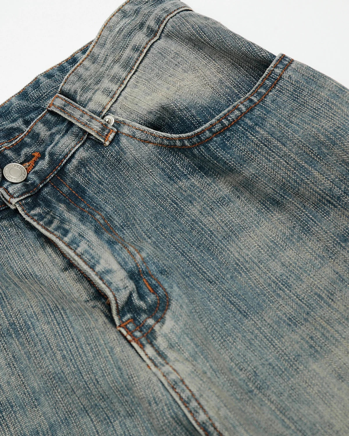 Omygoods Washed Bamboo Weave Baggy Bootcut Jeans