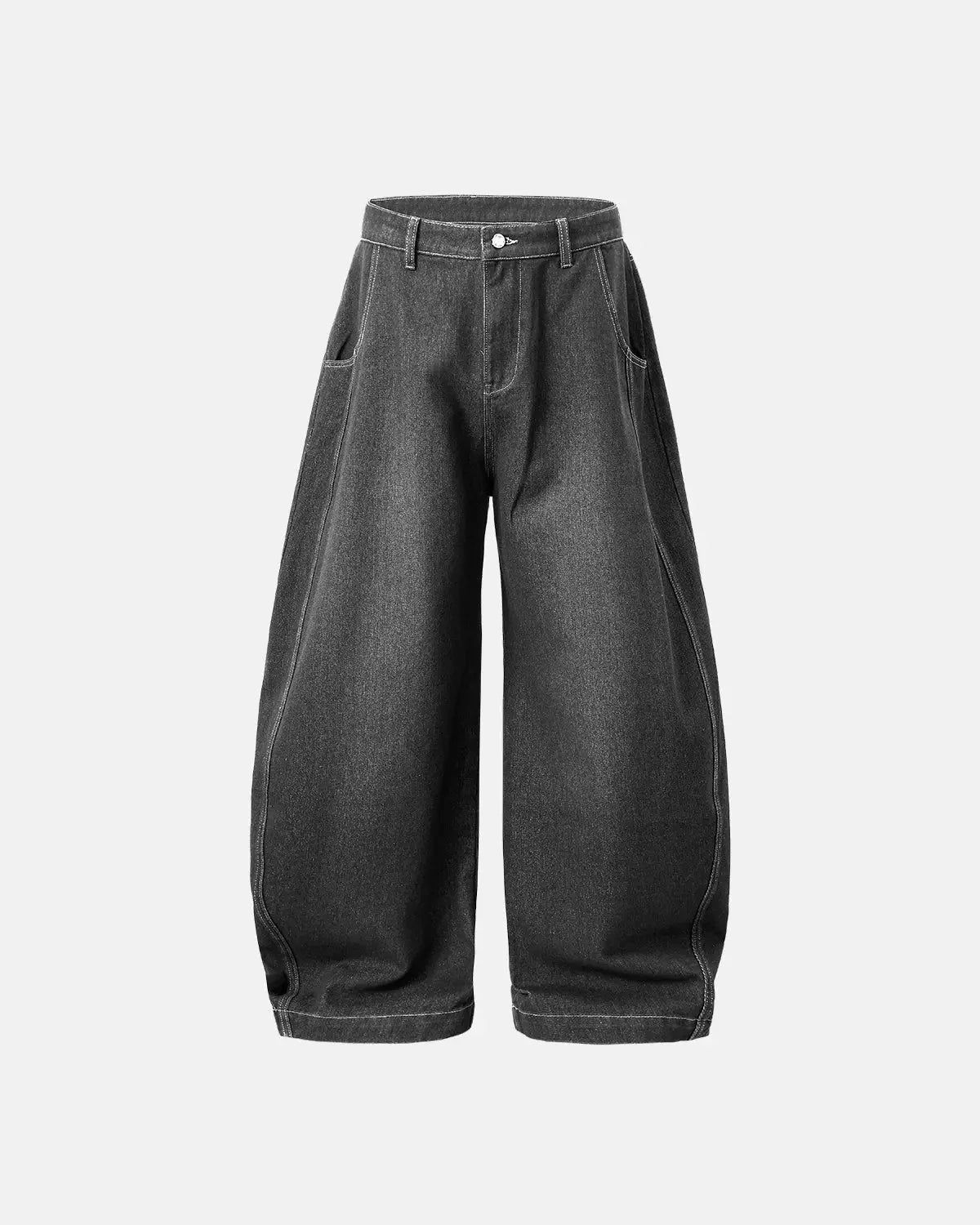 Omygoods Washed Barrel Baggy Jeans