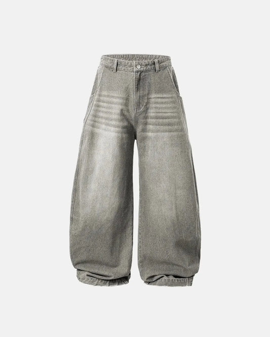 Omygoods Washed Barrel Baggy Jeans