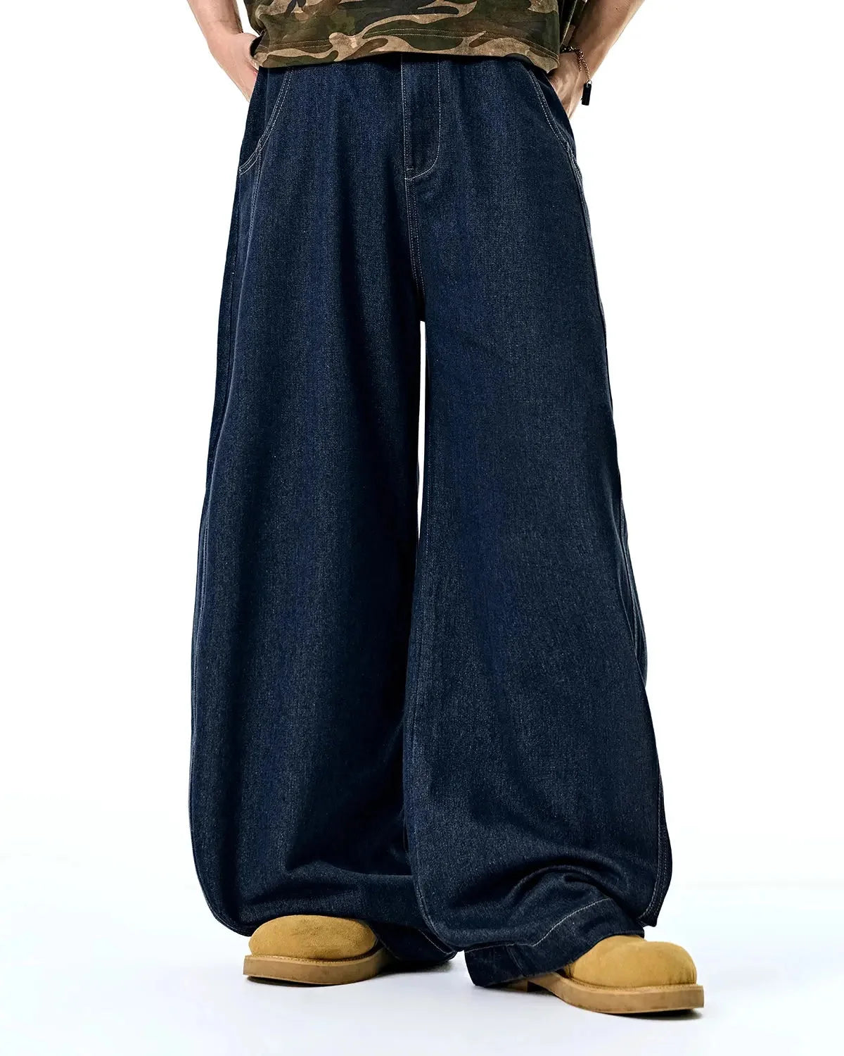 Omygoods Washed Barrel Baggy Jeans