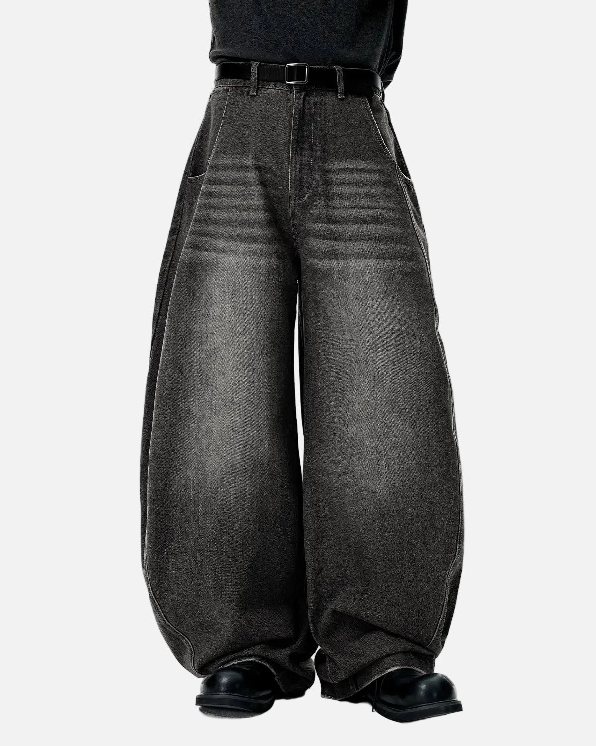 Omygoods Washed Barrel Baggy Jeans