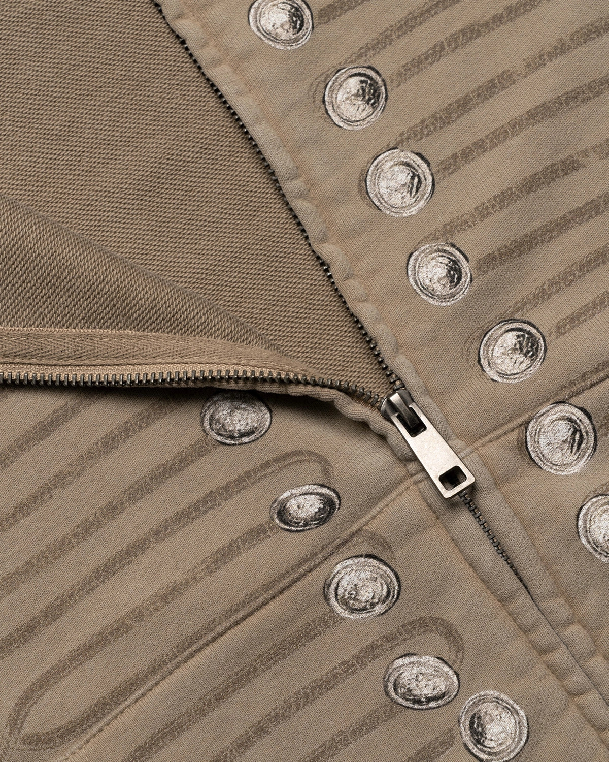 Omygoods Washed Braided Cord Boxy Zip Up Hoodie