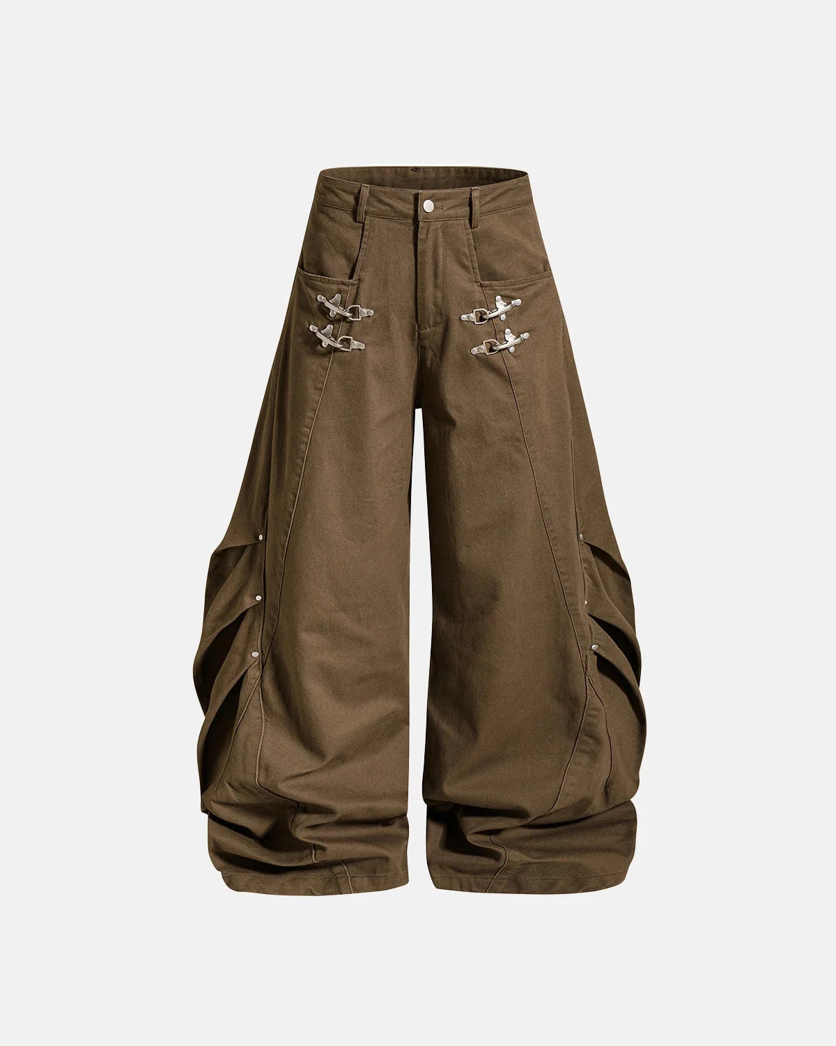 Omygoods Metal Clasp Barrel Cargo Pants