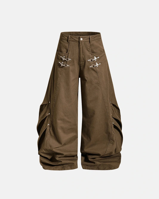 Omygoods Metal Clasp Barrel Cargo Pants