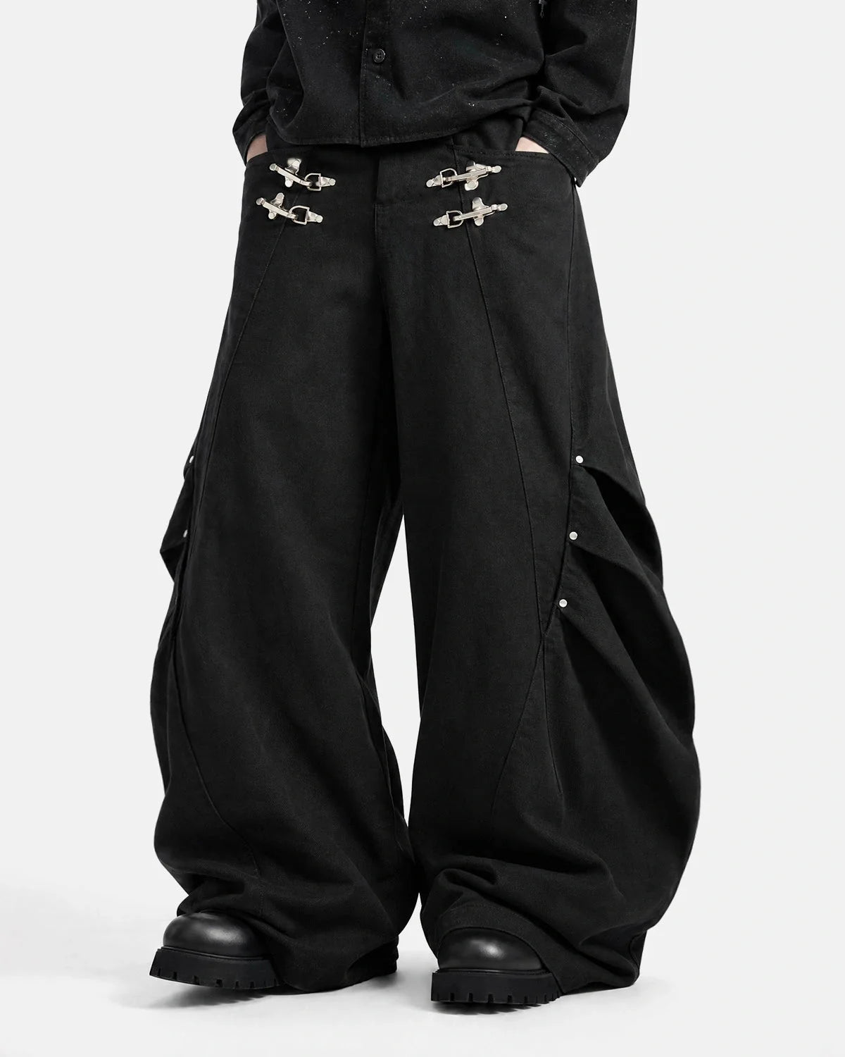 Omygoods Metal Clasp Barrel Cargo Pants