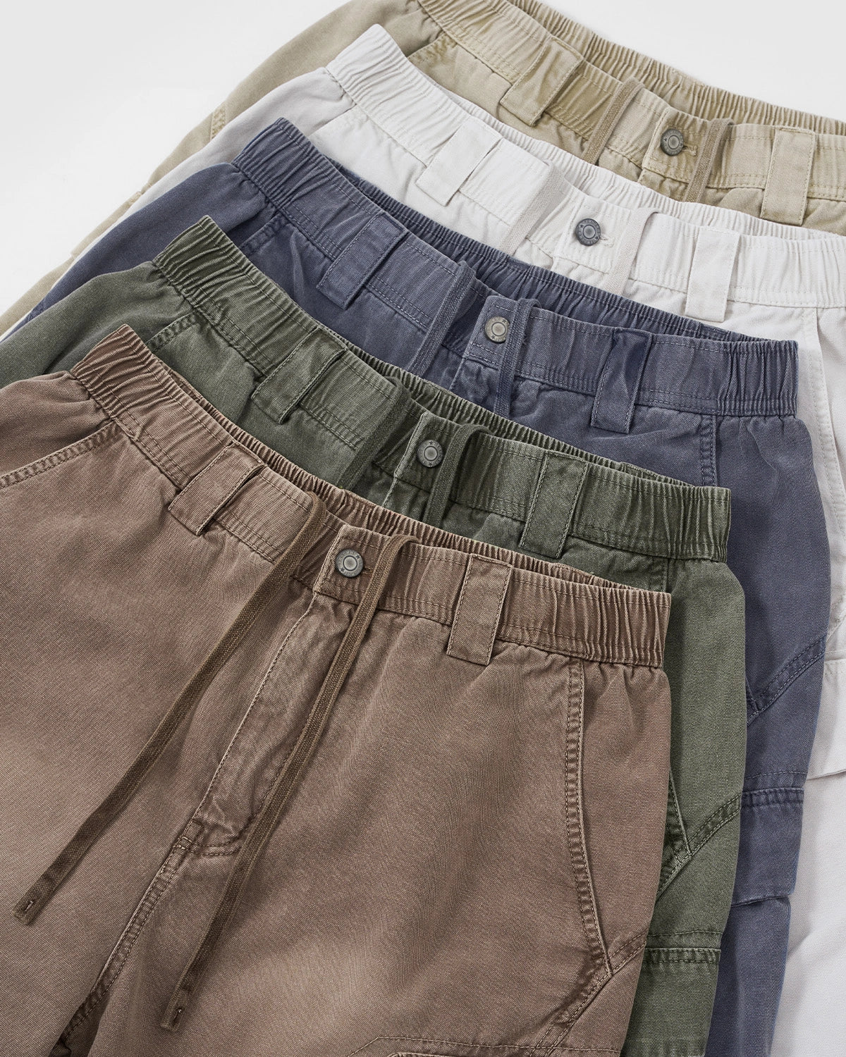 Omygoods Washed Cargo Shorts Utility Pockets