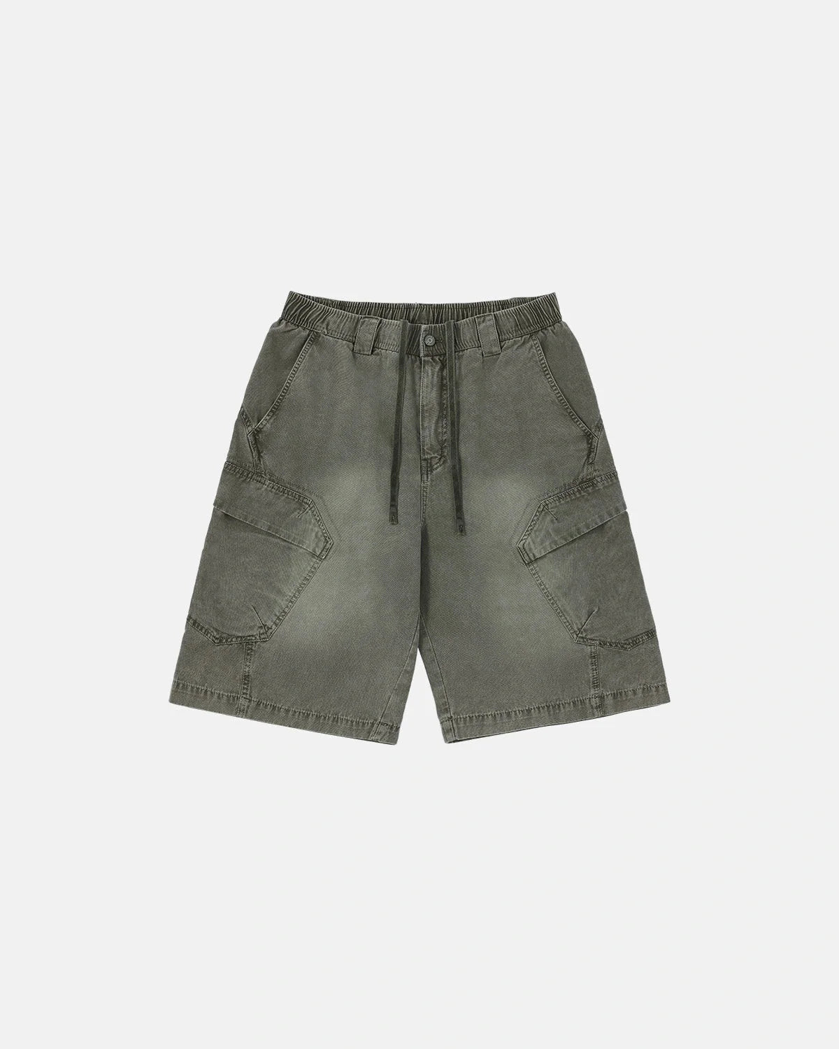 Omygoods Washed Cargo Shorts Utility Pockets