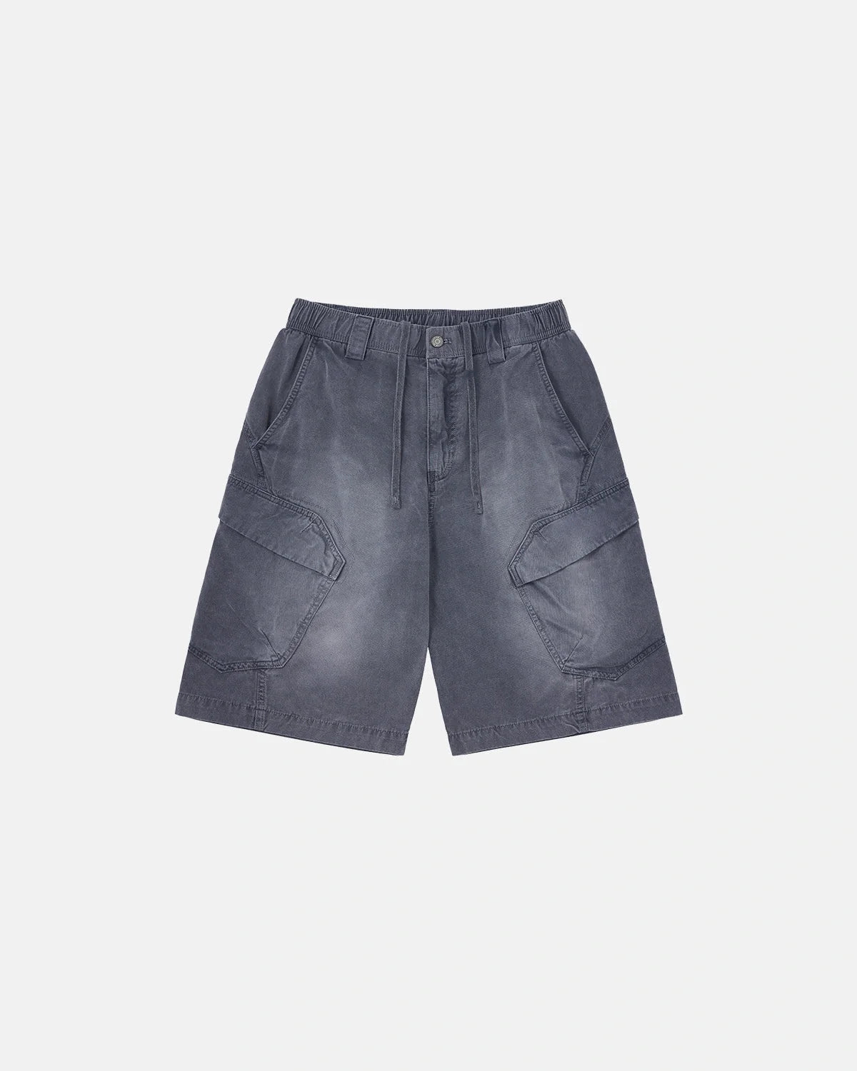 Omygoods Washed Cargo Shorts Utility Pockets