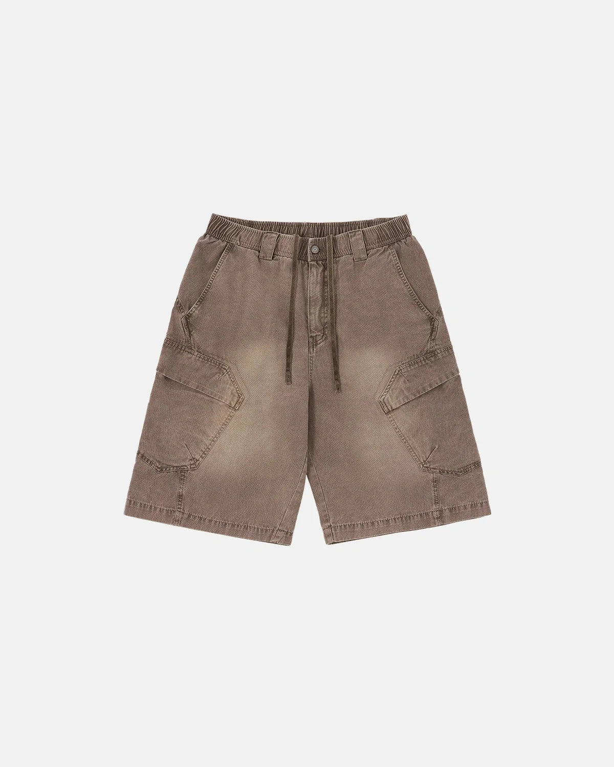 Omygoods Washed Cargo Shorts Utility Pockets