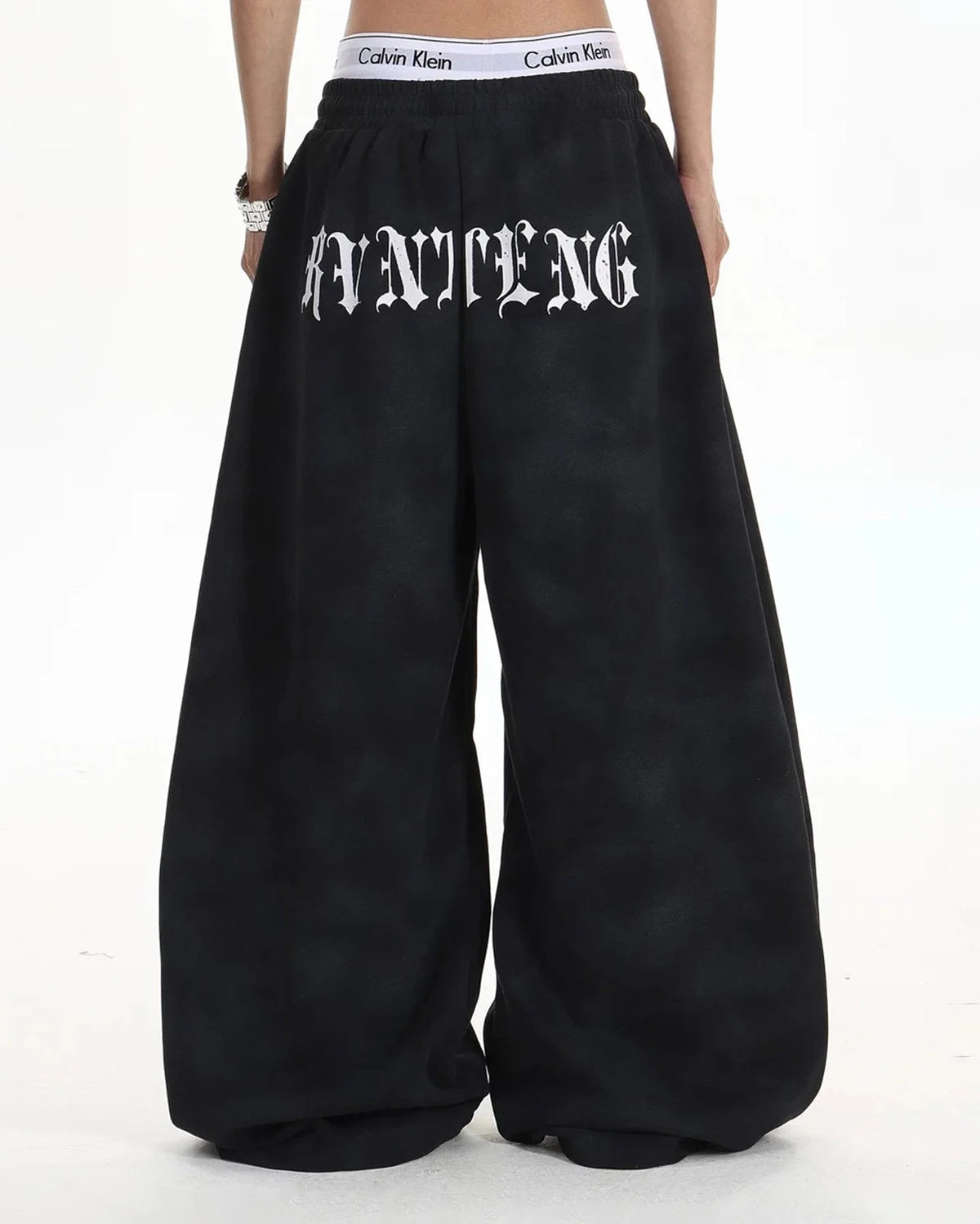 Omygoods Washed Cross Barrel Sweatpants