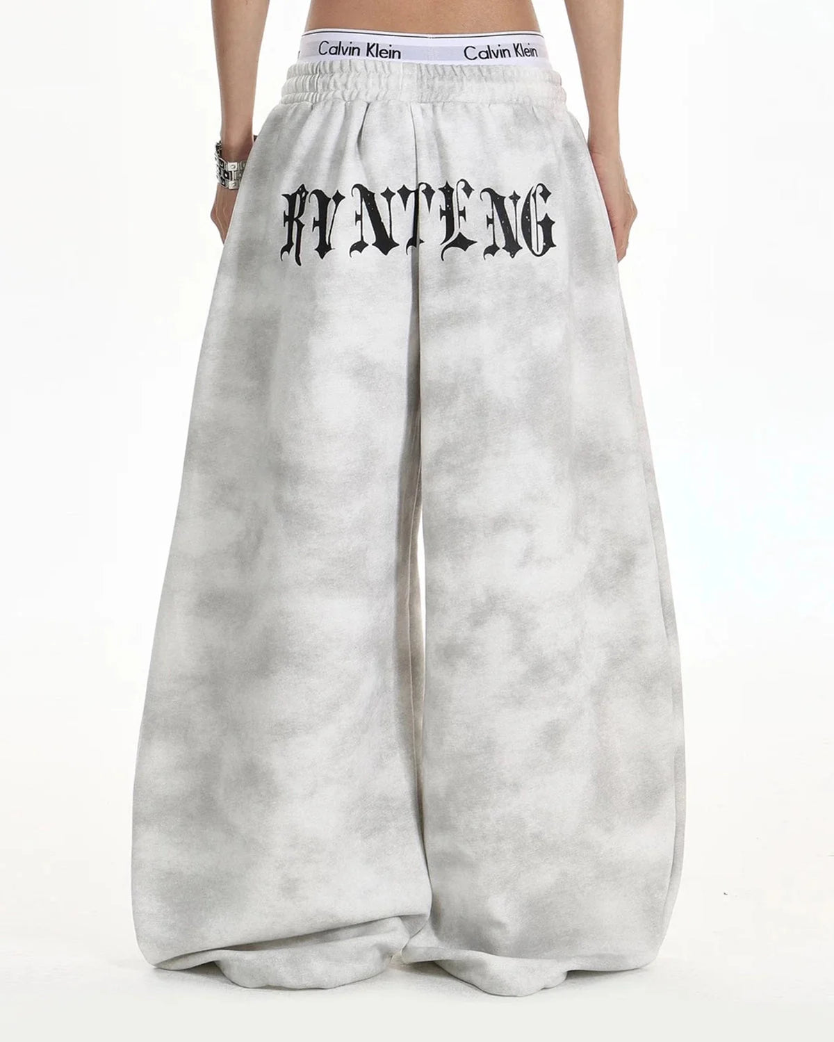 Omygoods Washed Cross Barrel Sweatpants