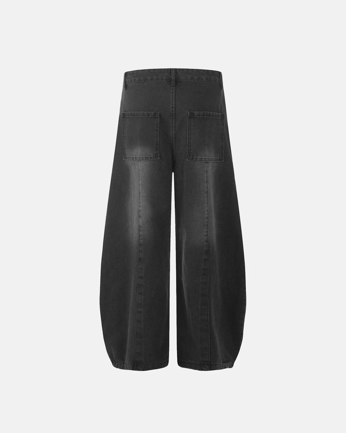 Omygoods Washed Curved Seam Barrel Jeans