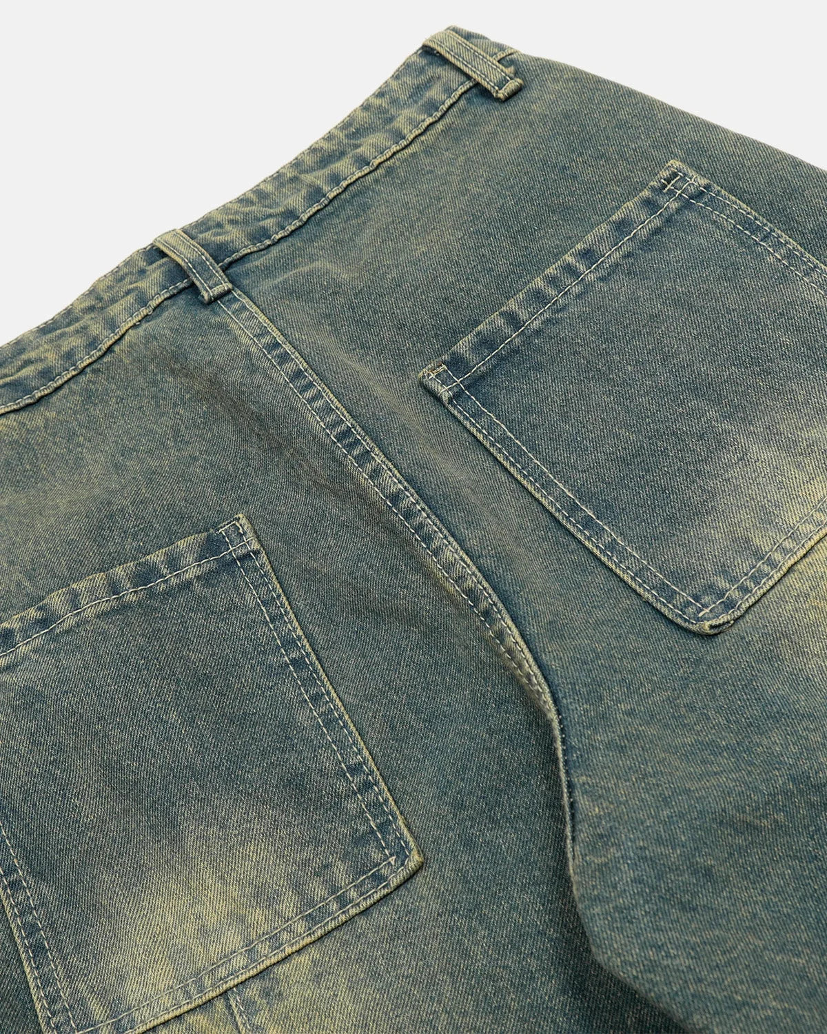 Omygoods Washed Curved Seam Barrel Jeans